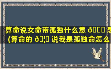 算命说女命带孤独什么意 🍁 思(算命的 🦈 说我是孤独命怎么破)